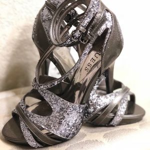 Beautiful grey/silver sparkly heels!